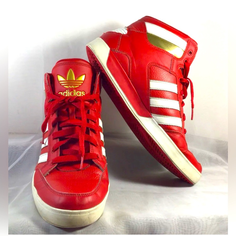 Adidas Men’s Sneakers High Top Size 12 Hard Court Red White Gold FV5328 Shoes